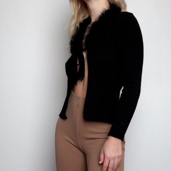 Front-Tie Ribbed Cardigan - Picture 2 of 4